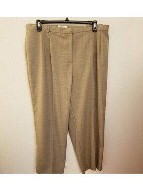 Talbots Petites Tan Classic Straight Leg Pants Window Pane Checks Size 22W NWT